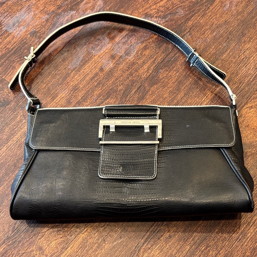 Charles David Black Leather Shoulder Bag
